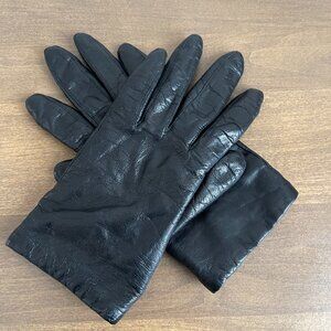 Fownes Black Leather Gloves Size 7.5